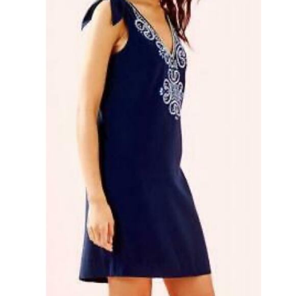 Lilly Pulitzer Sz 2 PENELOPE Bead & Gold Metallic Embellished Dress - Picture 5 of 9